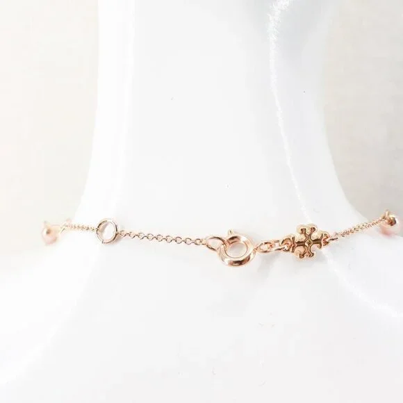 Tory Burch Gemstones and Pearl Necklace Rose Gold OS - Picture 12 of 12